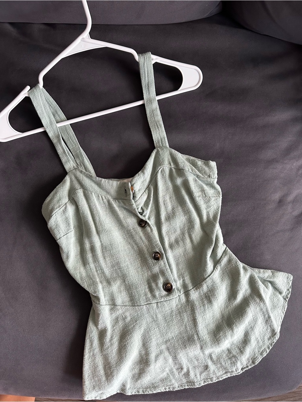 Monteau Sage Green Button-Front Peplum Cami